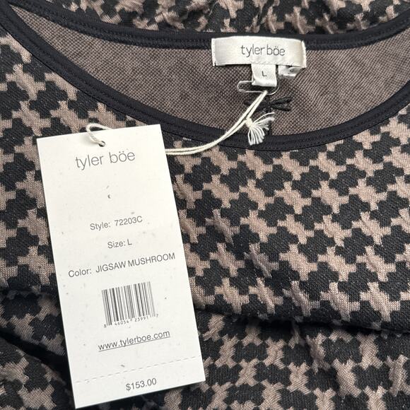 NWT Tyler Boe Tan Brown Jigsaw Mushroom Knit Shift Dress w/Pockets Women's Large - Picture 3 of 4